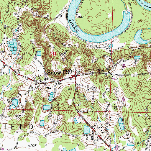 Topographic Map of Snow Hill, AR