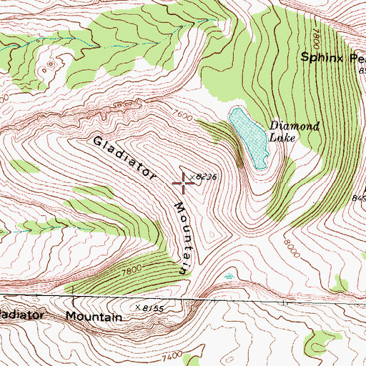 Topographic Map of Gladiator Mountain, MT