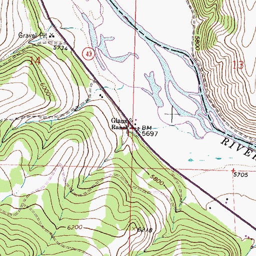 Topographic Map of Glaus Ranch, MT