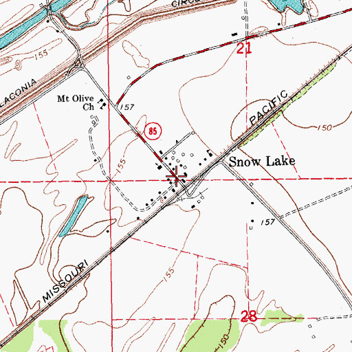 Topographic Map of Snow Lake, AR