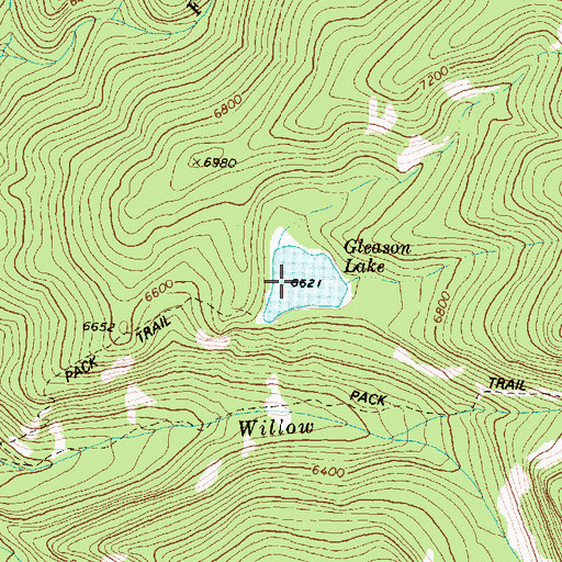 Topographic Map of Gleason Lake, MT