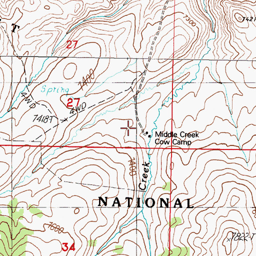 Topographic Map of Middle Creek Cow Camp, MT