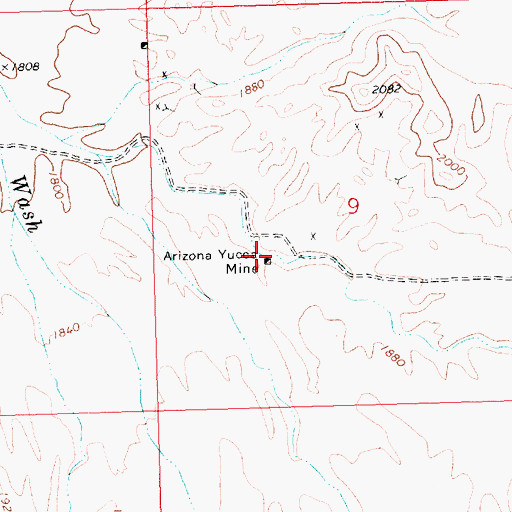 Topographic Map of Arizona Yucca Mine, AZ