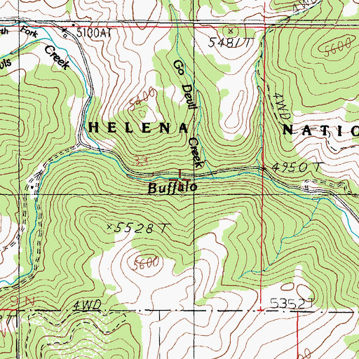 Topographic Map of Go Devil Creek, MT