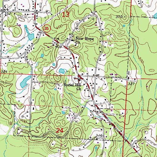 Topographic Map of Social Hill Missionary Baptist Church, AR