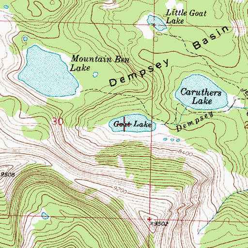 Topographic Map of Goat Lake, MT