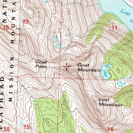 Topographic Map of Goat Mountain, MT