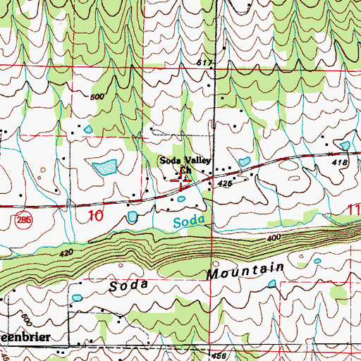 Topographic Map of Soda Valley Free Will Baptist Church, AR