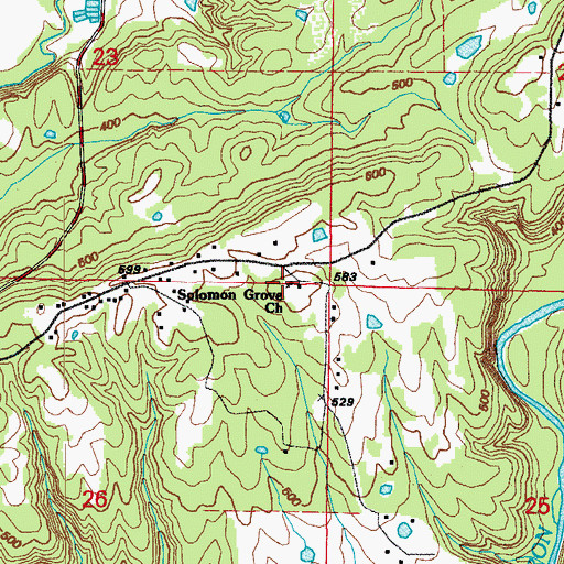 Topographic Map of Solomon Grove Baptist Church, AR