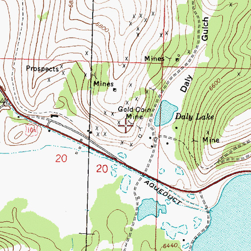 Topographic Map of Gold Coin Mine, MT