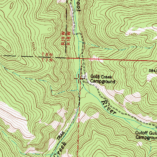 Topographic Map of Gold Creek Campground, MT