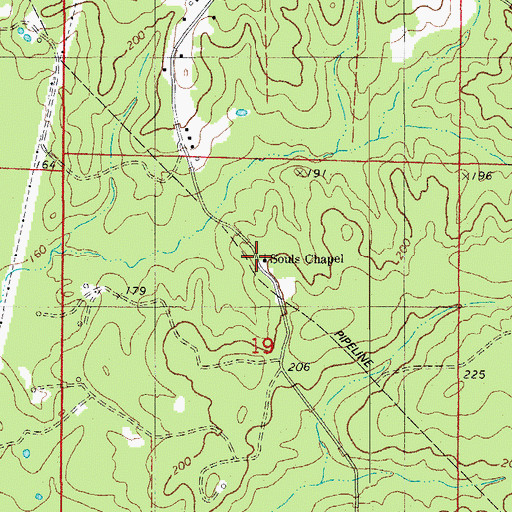 Topographic Map of Souls Chapel Church of Christ, AR