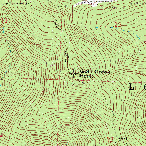 Topographic Map of Gold Creek Peak, MT