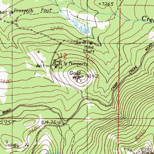 Topographic Map of Gold Hill, MT