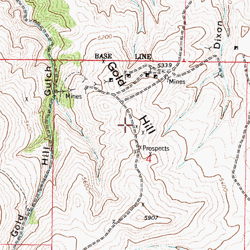 Topographic Map of Gold Hill, MT