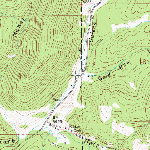 Topographic Map of Gold Run Creek, MT