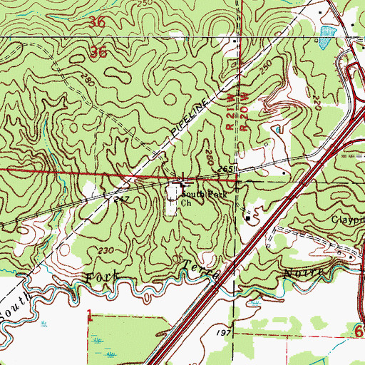 Topographic Map of South Fork Baptist Church, AR