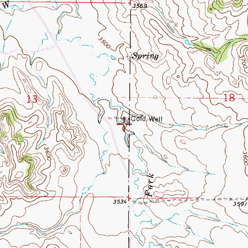 Topographic Map of Gold Well, MT