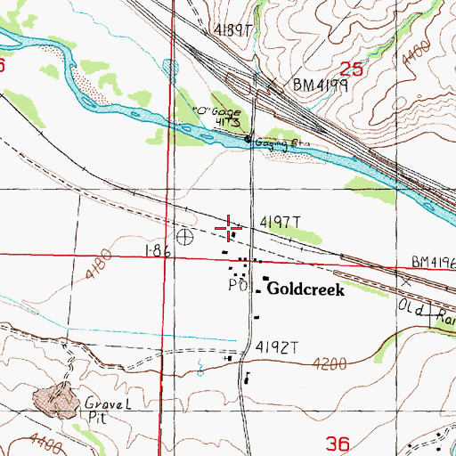 Topographic Map of Goldcreek, MT