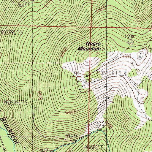 Topographic Map of Golden Anchor Mine, MT