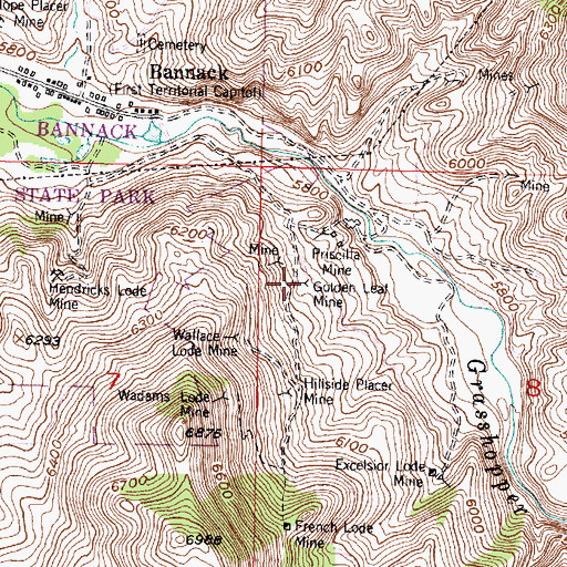 Topographic Map of Golden Leaf Mine, MT