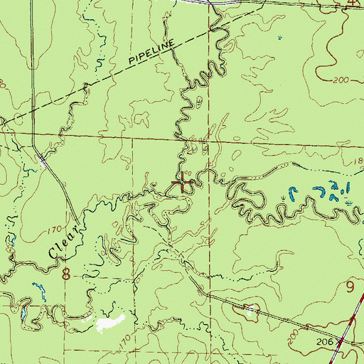 Topographic Map of South Fork Clear Creek, AR