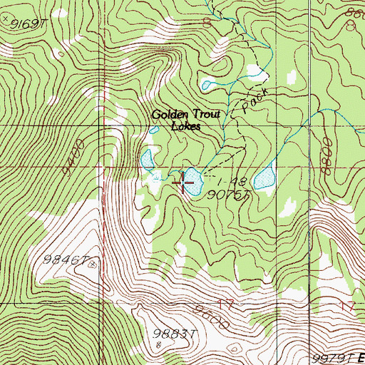 Topographic Map of Golden Trout Lakes, MT