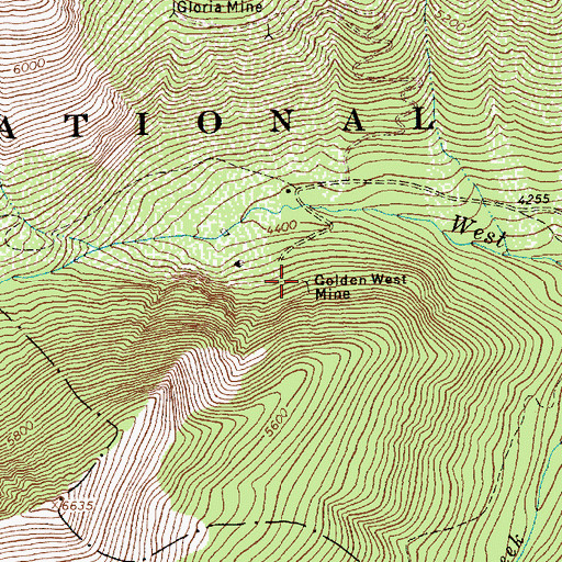 Topographic Map of Golden West Mine, MT