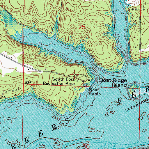 Topographic Map of South Fork Recreation Area, AR