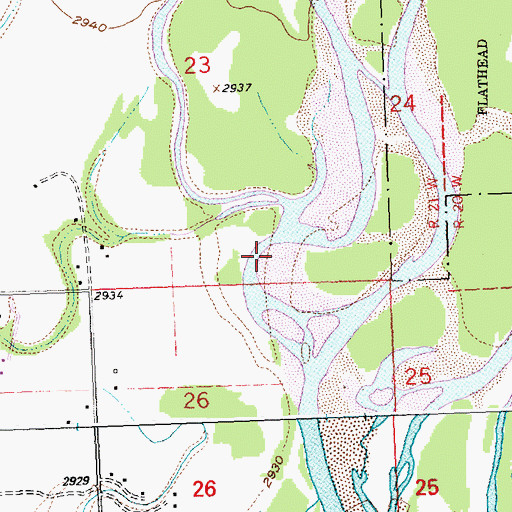 Topographic Map of Gooderich Bayou, MT