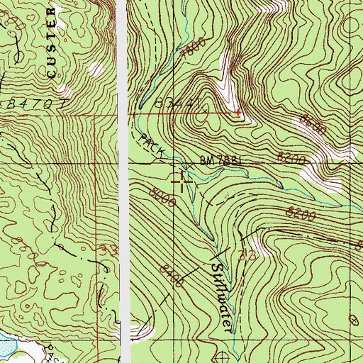 Topographic Map of Goose Creek, MT
