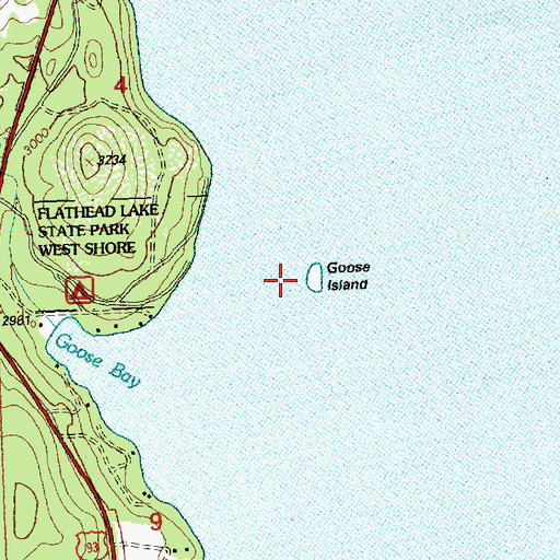 Topographic Map of Goose Island, MT