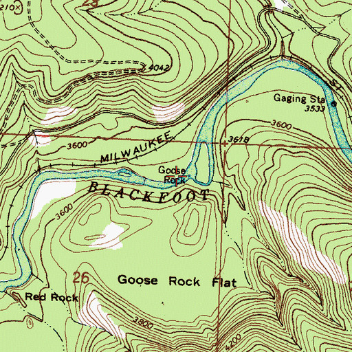 Topographic Map of Goose Rock, MT