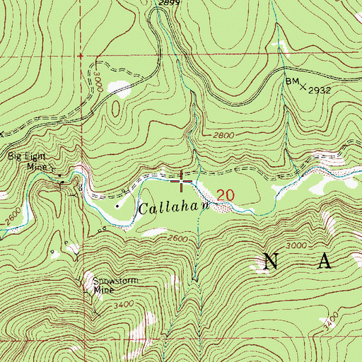 Topographic Map of Gordon Creek, MT