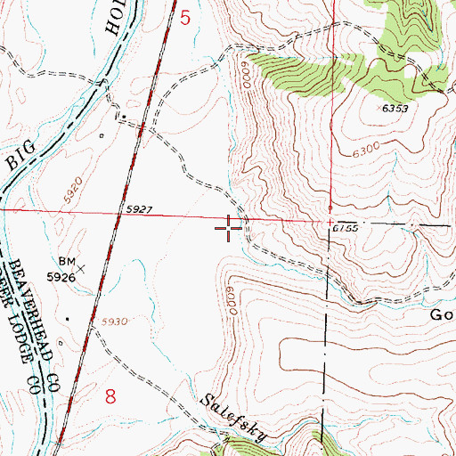 Topographic Map of Goris Gulch, MT