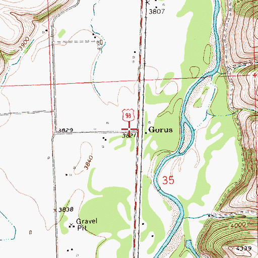 Topographic Map of Gorus, MT