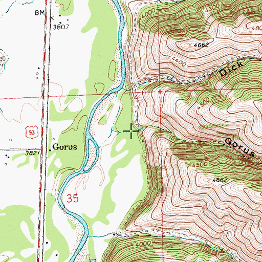 Topographic Map of Gorus Gulch, MT