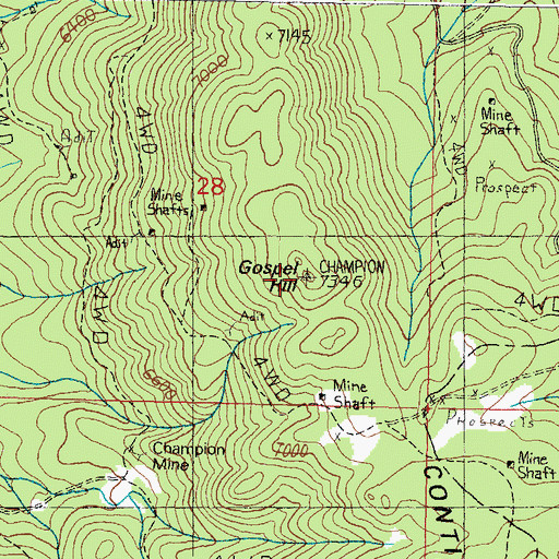 Topographic Map of Gospel Hill, MT