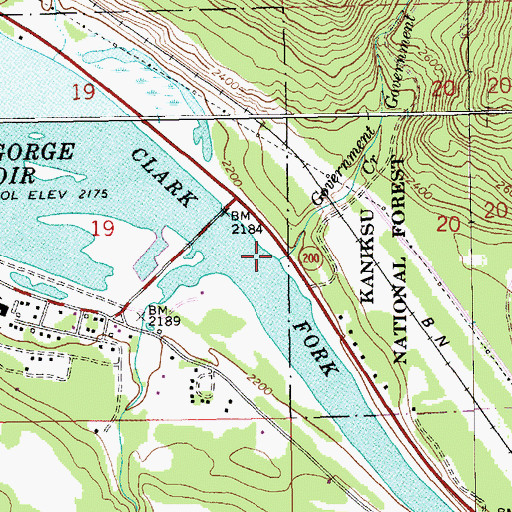 Topographic Map of Government Creek, MT