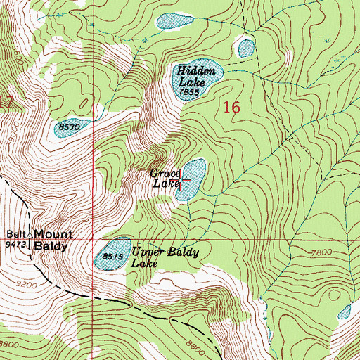 Topographic Map of Grace Lake, MT
