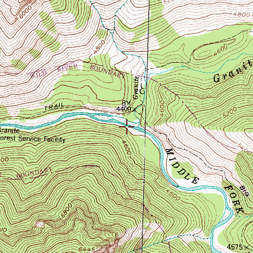 Topographic Map of Granite Creek, MT