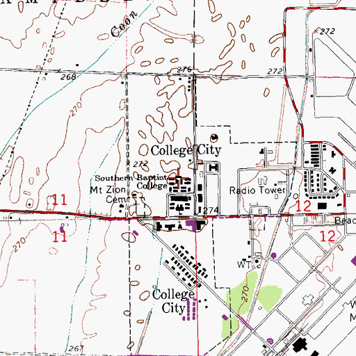 Topographic Map of Williams Baptist College, AR