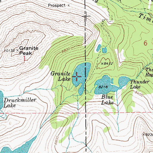 Topographic Map of Granite Lake, MT