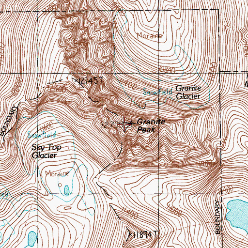 Topographic Map of Granite Peak, MT