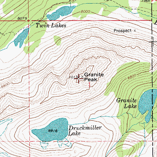 Topographic Map of Granite Peak, MT