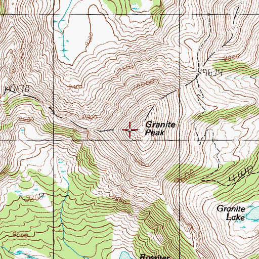 Topographic Map of Granite Peak, MT
