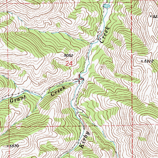 Topographic Map of Grant Creek, MT