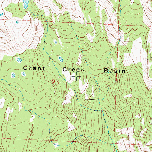 Topographic Map of Grant Creek Basin, MT