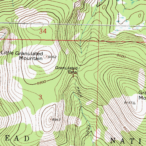Topographic Map of Granulated Pass, MT