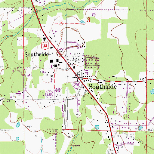 Topographic Map of Southside, AR